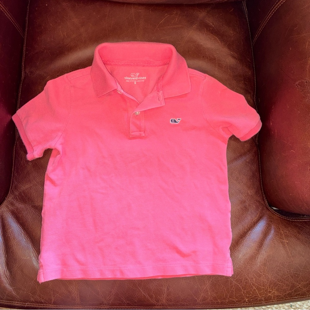 Vineyard Vines Kids Coral-Pink Polo Shirt size 5 Nantucket red boys